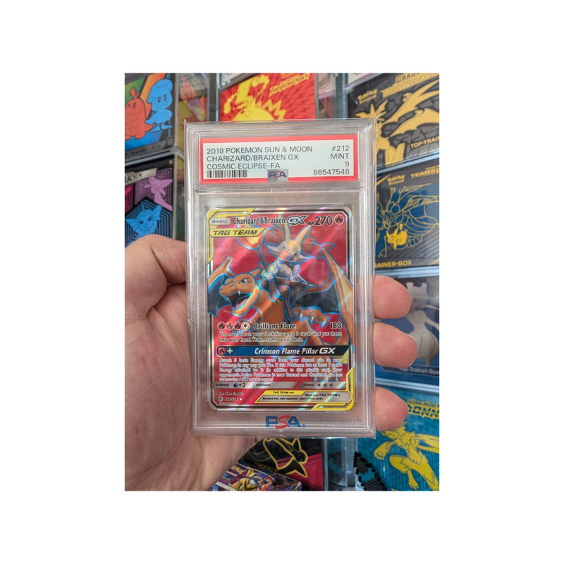 Charizard & Braixen Tag Team GX Cosmic Eclipse 212/236 2019 English PSA 9