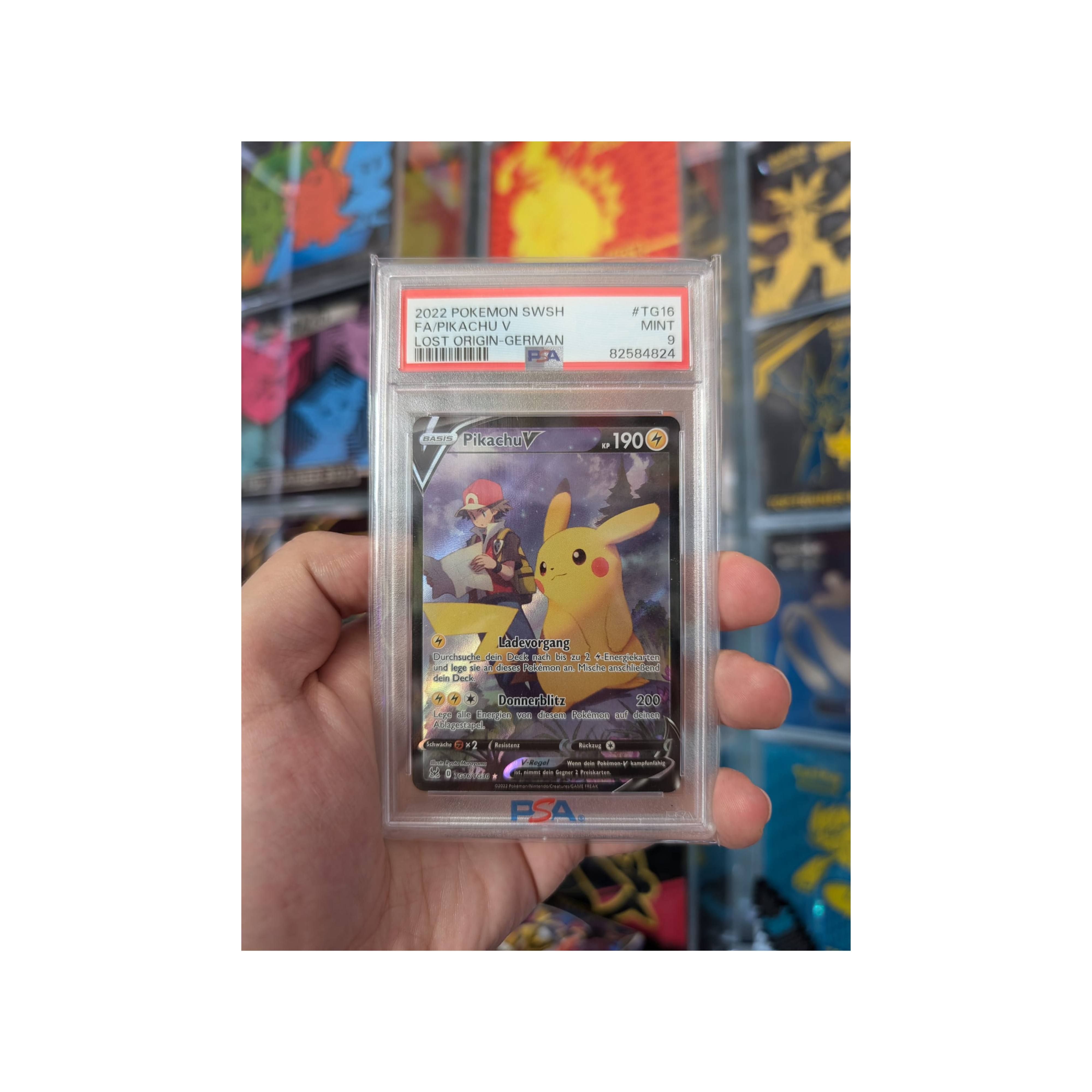 Pikachu V Lost Origin TG16/TG30 2022 German PSA 9