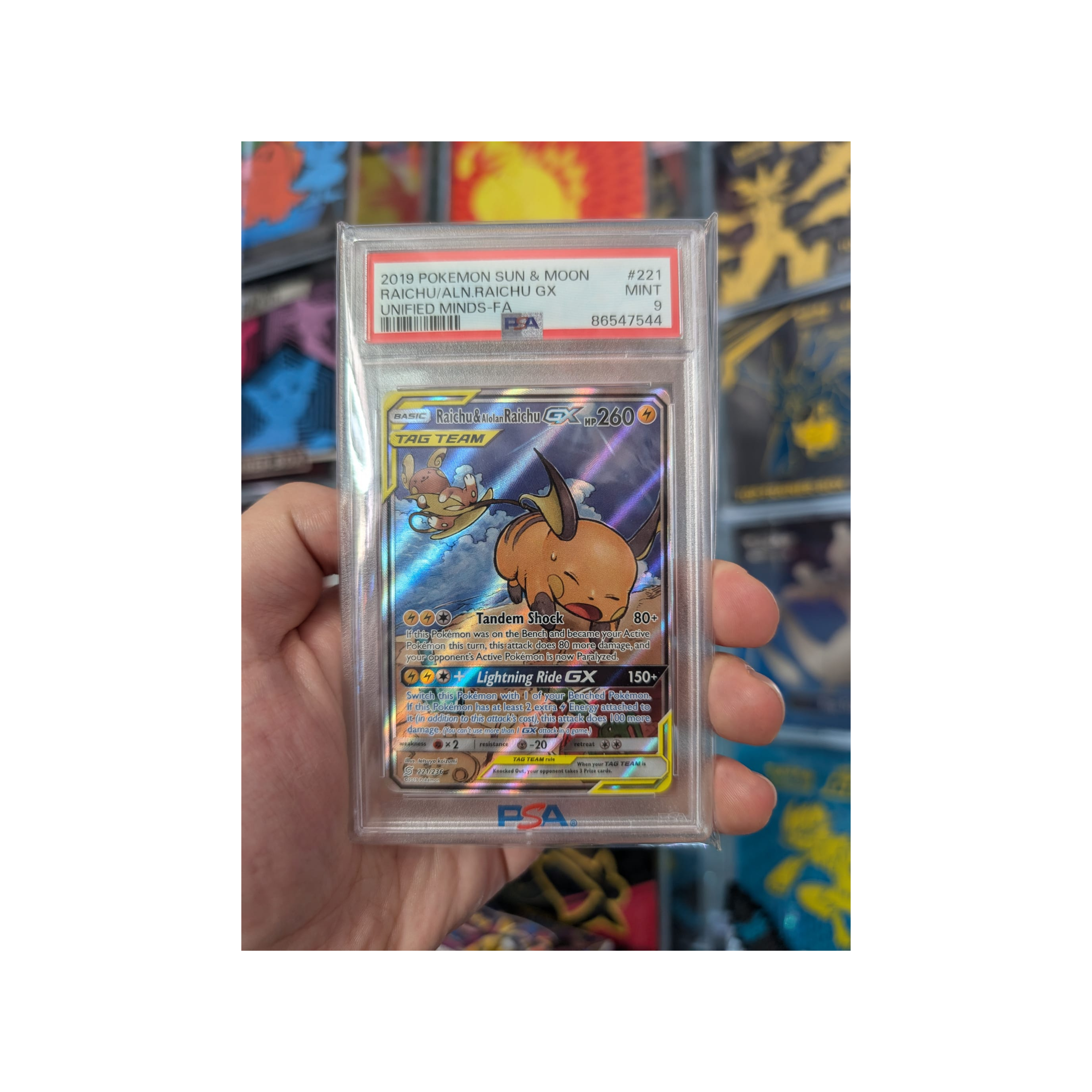 Raichu & Alolan Raichu Unified Minds 221/236 2019 English PSA 9